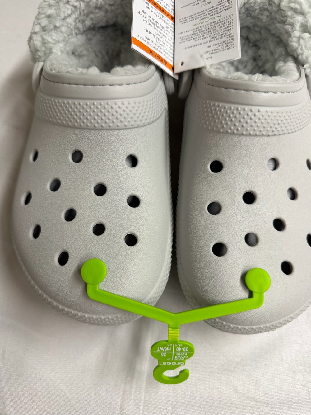 White Fleece-Lined Clog Shoes